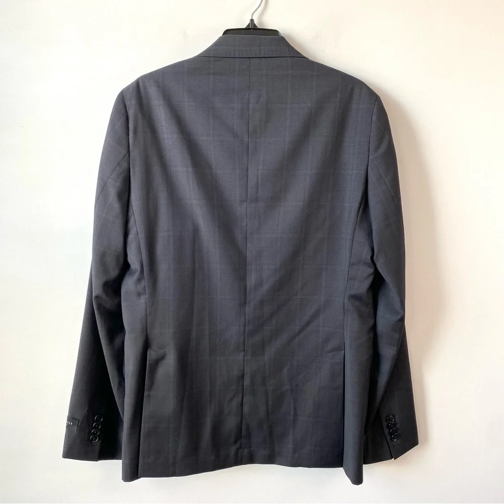 Ted Baker Ron‎ Extra Slim Windowpane Wool Suit Jacket Charcoal 38 Regular